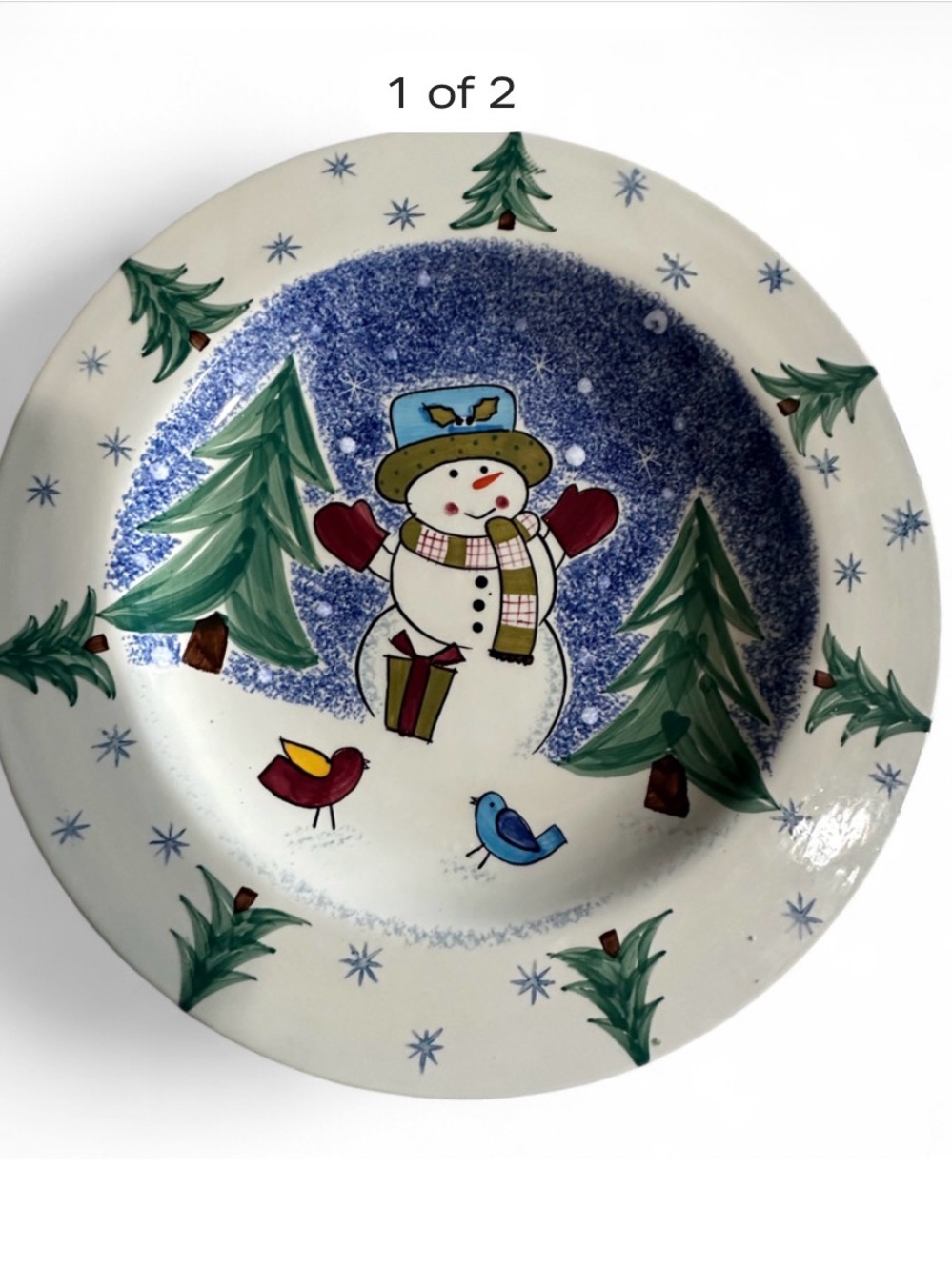 Studio Nova Snowman Dinner Plate - White, Blue, Green, Red